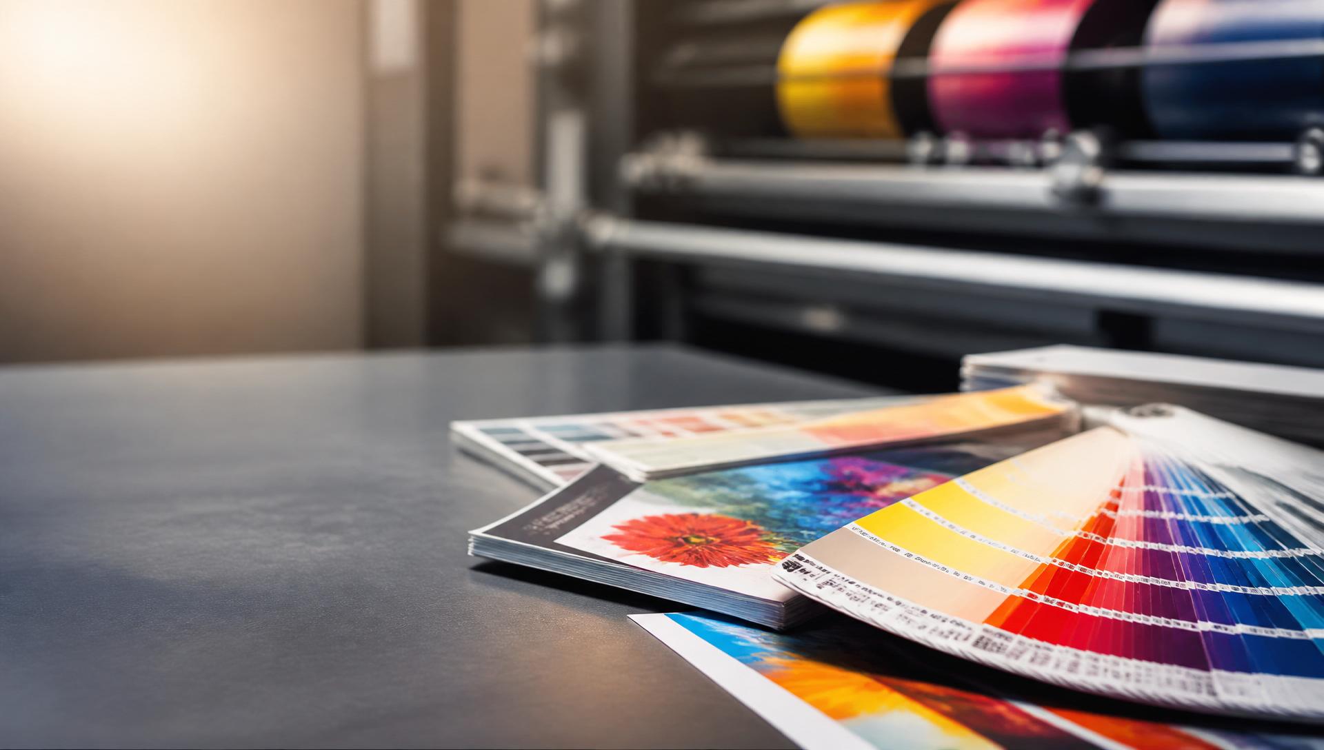 Colorful printing press and swatches